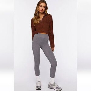 NWT Fuzzy Half Zip Cropped Pullover